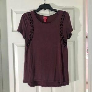 Burgundy cut out shirt